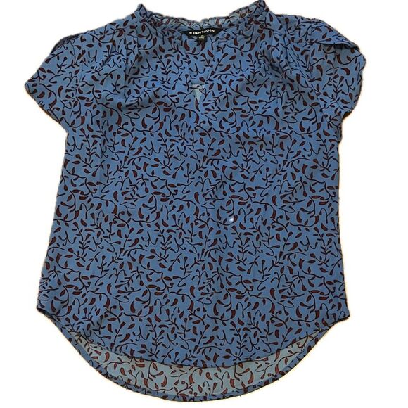 41 Hawthorn V-Neck Tulip Sleeve Top Blouse Blue Maroon Size XS - Picture 1 of 7